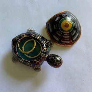 Vintage Cloisonnè Turtle Ring Box